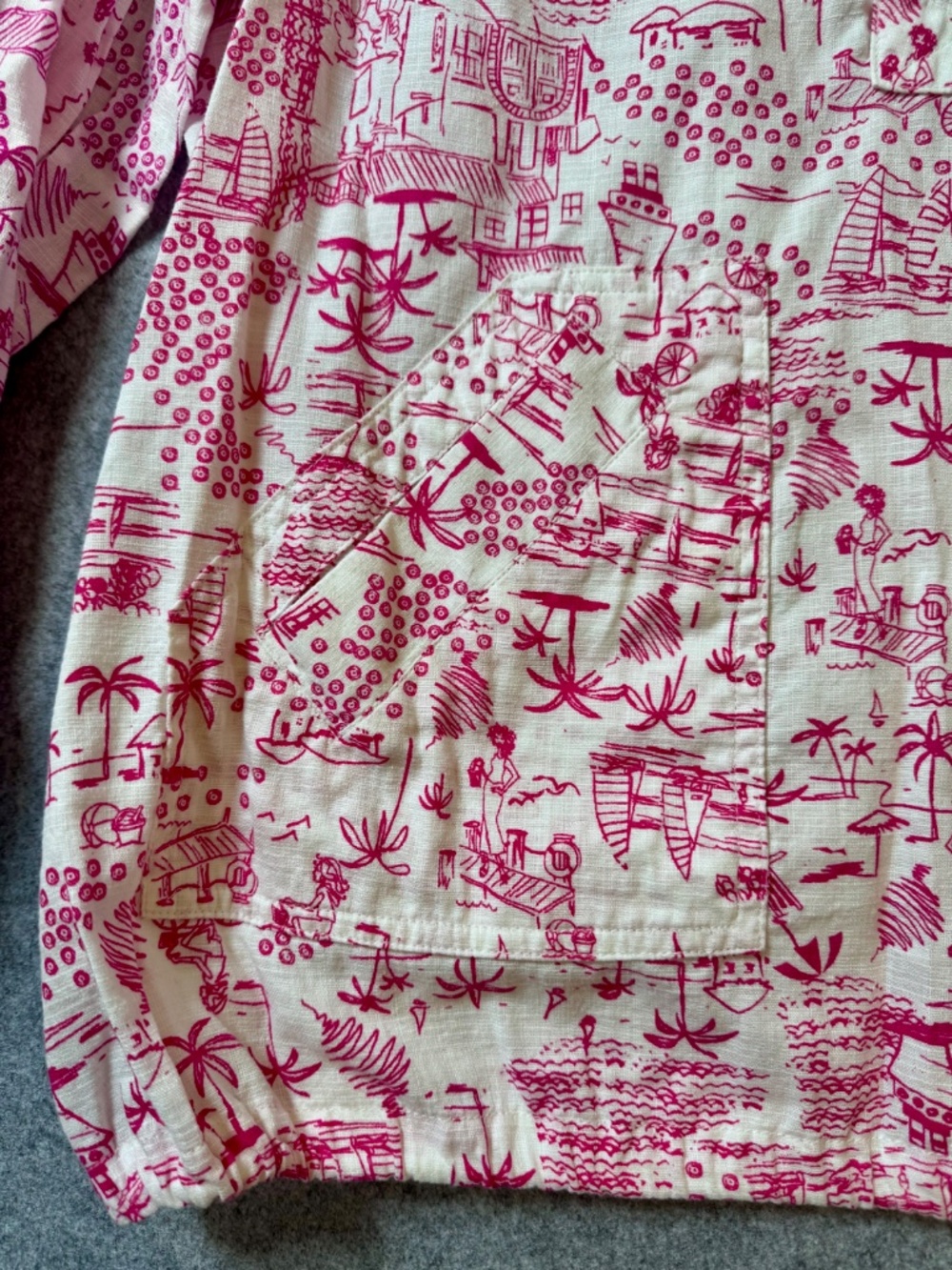 Christopher & Banks XL Pink Coastal Print Hooded Cotton Pullover Top - Picture 4 of 11